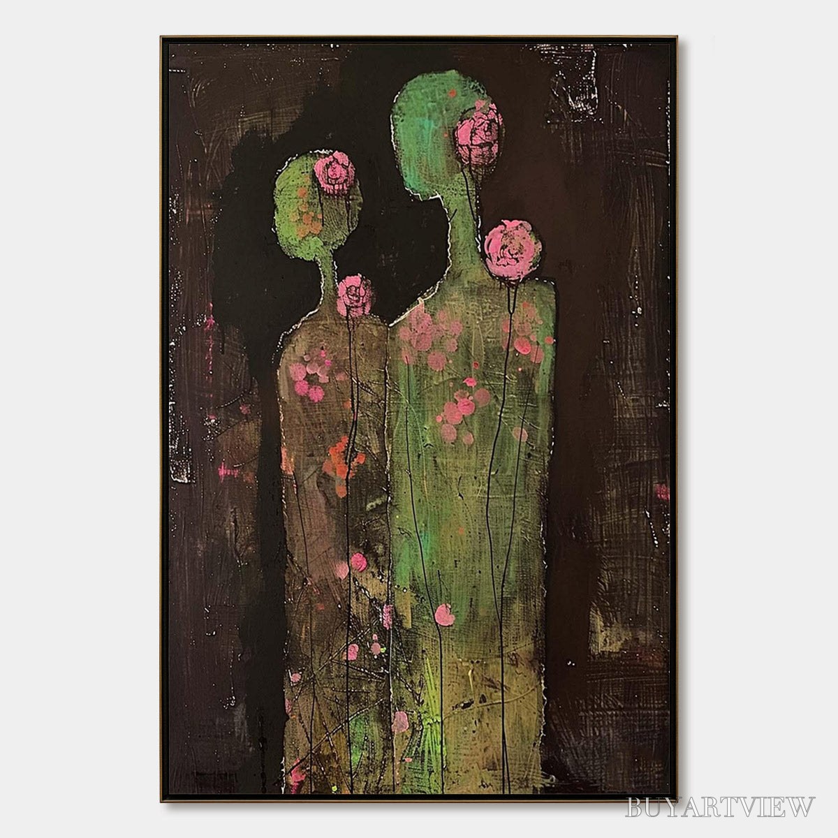 BUYARTVIEW Blossom Shadows – Figurative Floral Portrait Painting - image 1