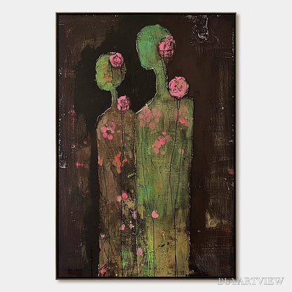 BUYARTVIEW Blossom Shadows – Figurative Floral Portrait Painting - image 1