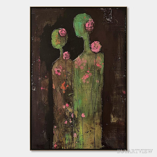 BUYARTVIEW Blossom Shadows – Figurative Floral Portrait Painting - image 1