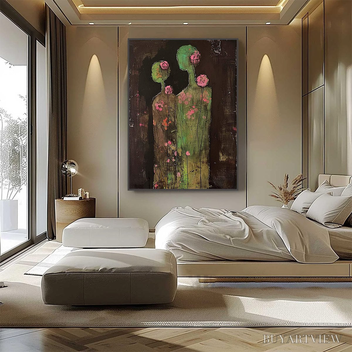 BUYARTVIEW Blossom Shadows – Figurative Floral Portrait Painting - image 3