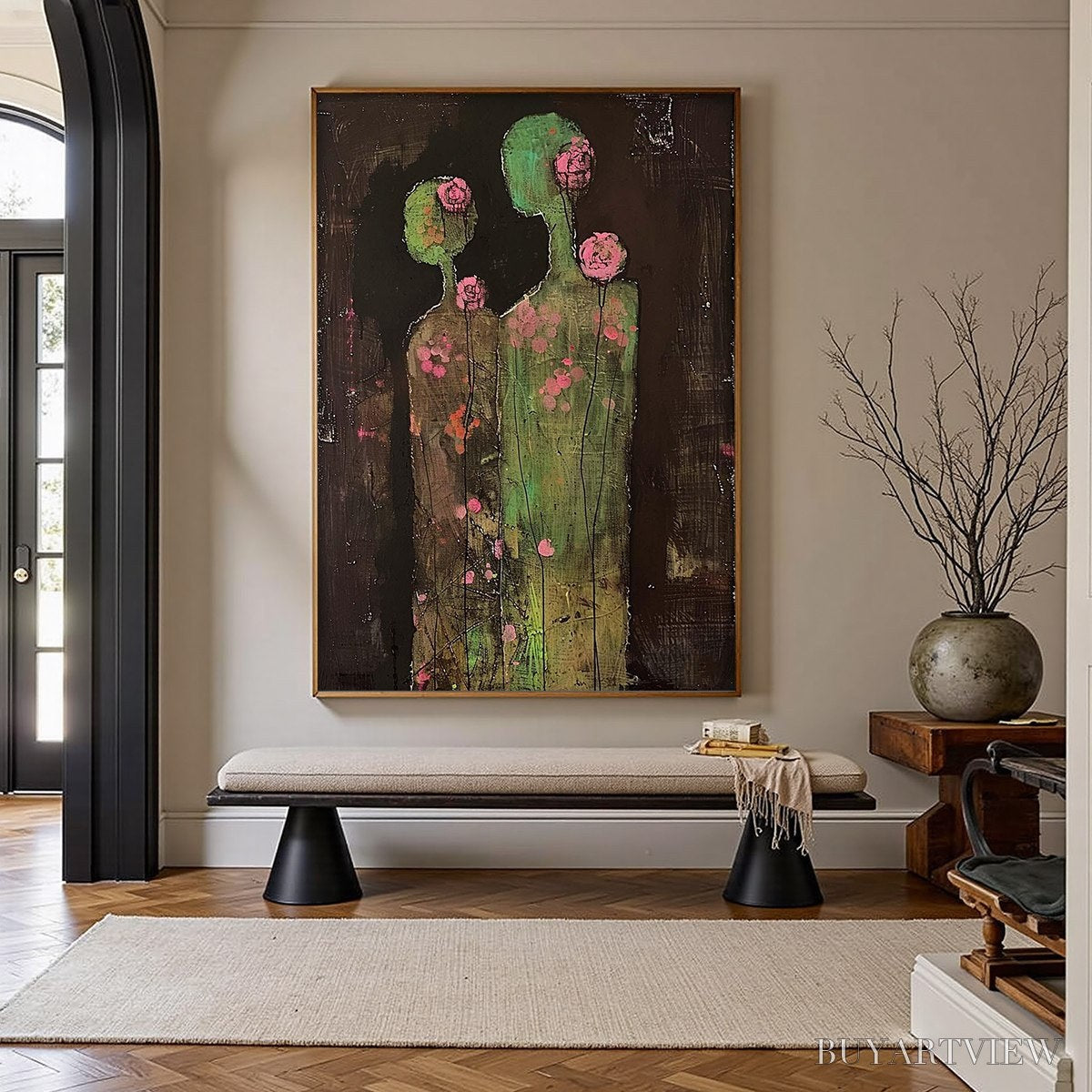 BUYARTVIEW Blossom Shadows – Figurative Floral Portrait Painting - image 4