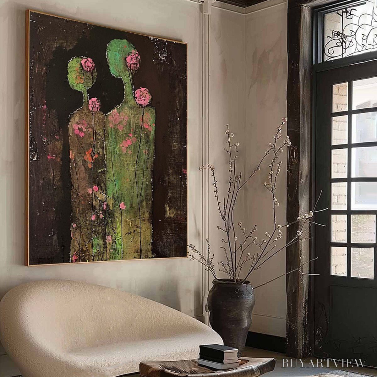 BUYARTVIEW Blossom Shadows – Figurative Floral Portrait Painting - image 5