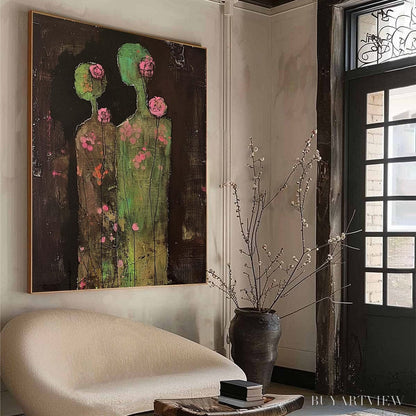 BUYARTVIEW Blossom Shadows – Figurative Floral Portrait Painting - image 5