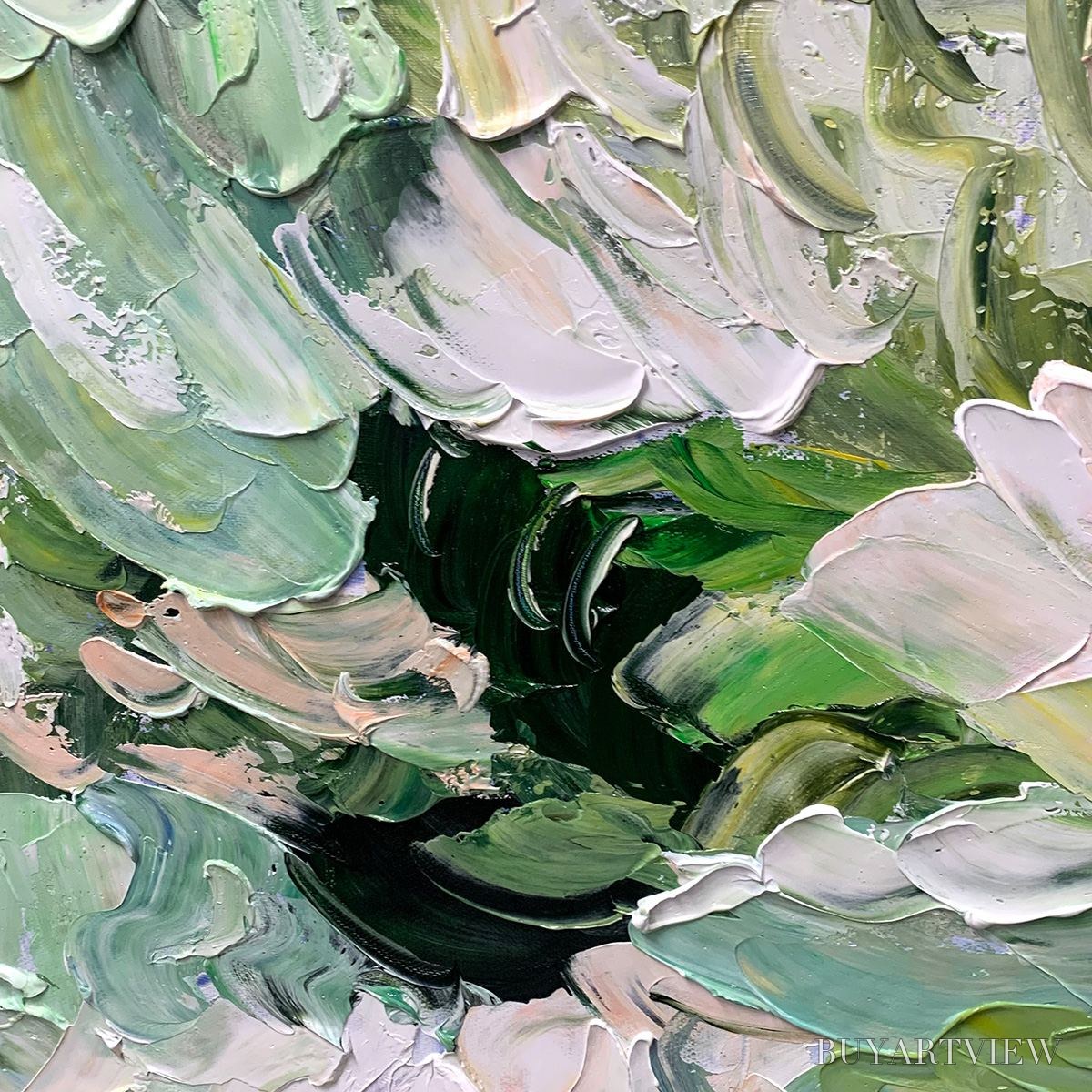 BUYARTVIEW Verdant Bloom – Textured Abstract Floral Painting - image 3
