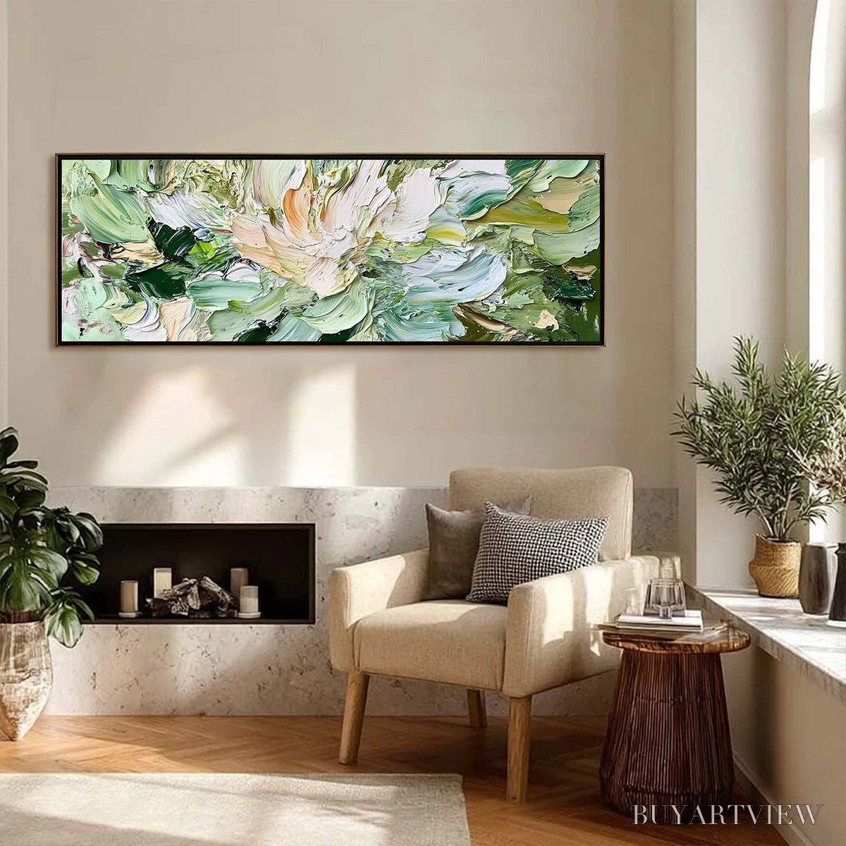 BUYARTVIEW Verdant Bloom – Textured Abstract Floral Painting - image 4