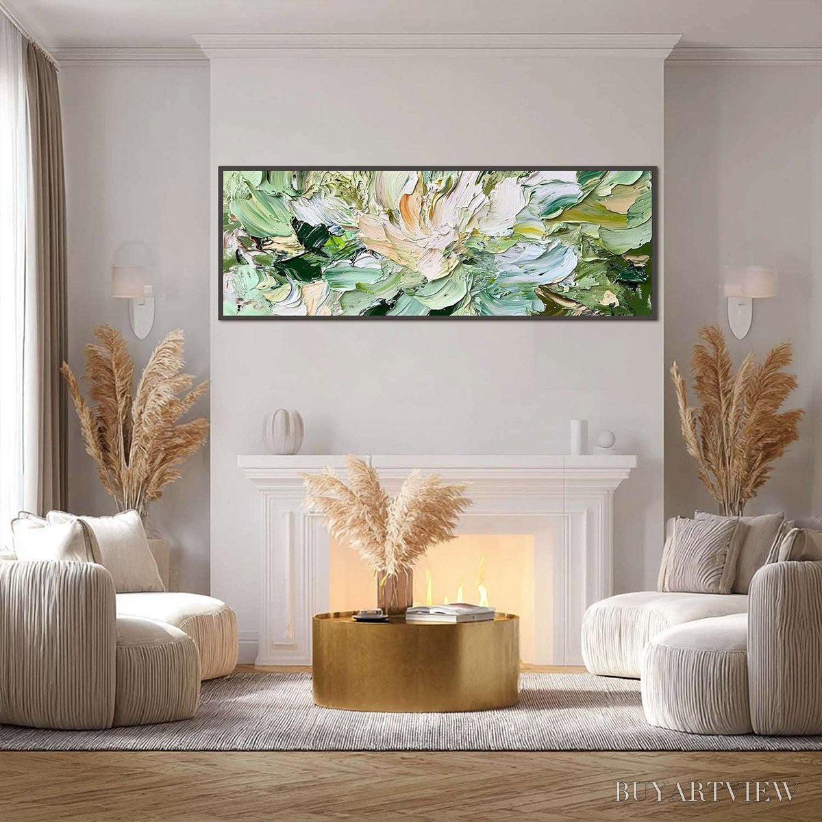 BUYARTVIEW Verdant Bloom – Textured Abstract Floral Painting - image 5