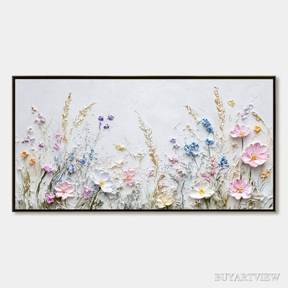BUYARTVIEW Wildflower Serenade – Textured Pastel Floral Meadow Painting - image 1