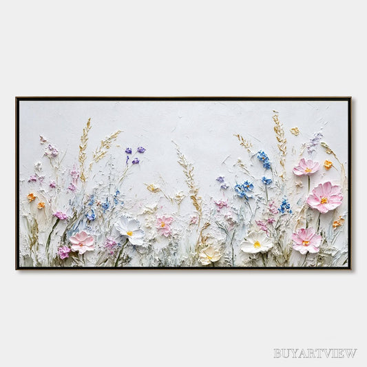 BUYARTVIEW Wildflower Serenade – Textured Pastel Floral Meadow Painting - image 1