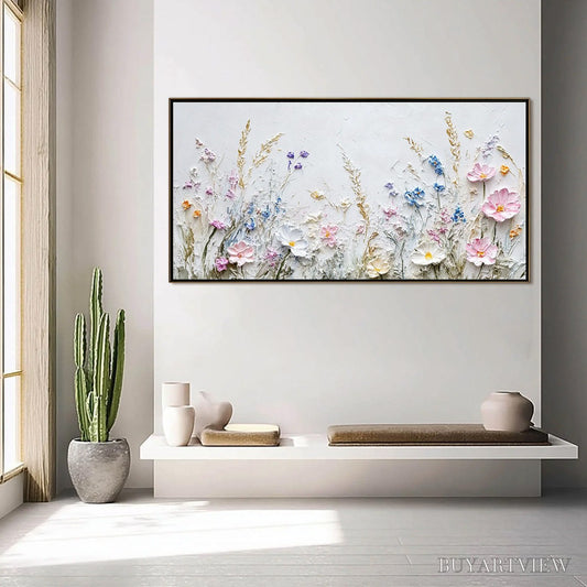 BUYARTVIEW Wildflower Serenade – Textured Pastel Floral Meadow Painting - image 2