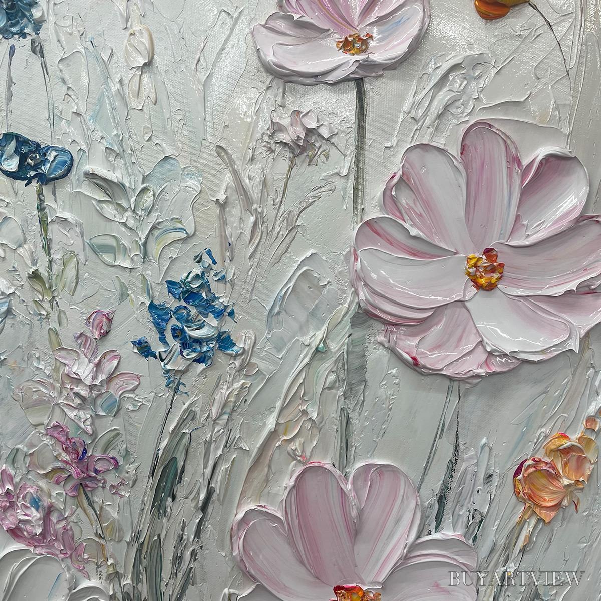 BUYARTVIEW Wildflower Serenade – Textured Pastel Floral Meadow Painting - image 3