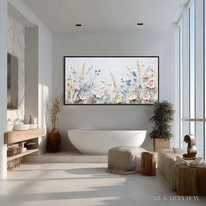 BUYARTVIEW Wildflower Serenade – Textured Pastel Floral Meadow Painting - image 6