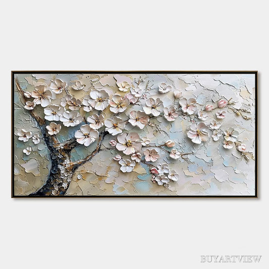 BUYARTVIEW Blossom Serenade – Textured Impasto Cherry Blossom Painting - image 1
