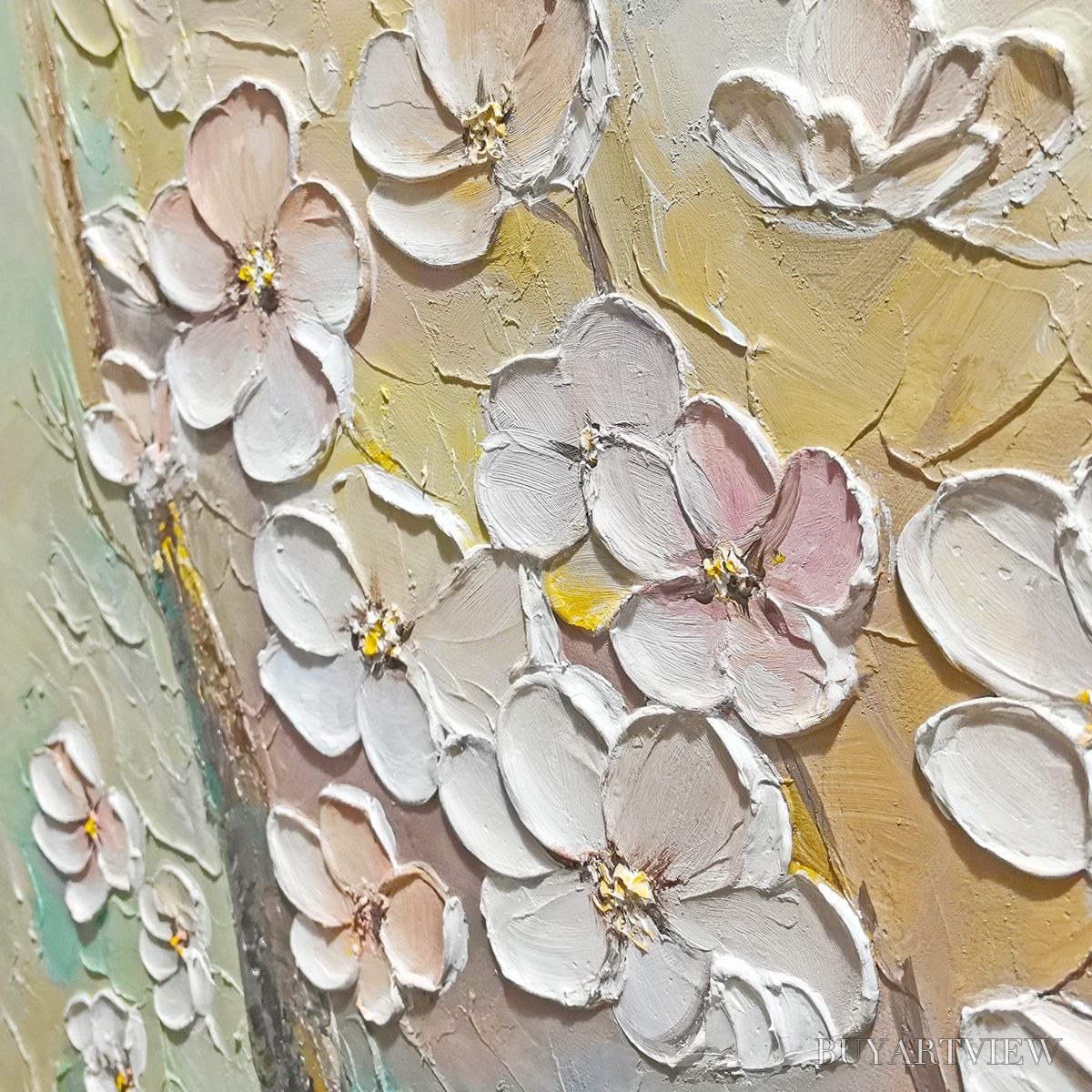 BUYARTVIEW Blossom Serenade – Textured Impasto Cherry Blossom Painting - image 3