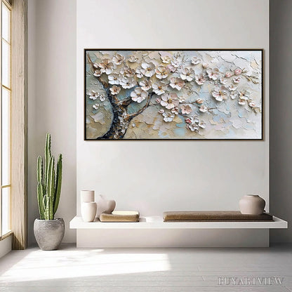 BUYARTVIEW Blossom Serenade – Textured Impasto Cherry Blossom Painting - image 4