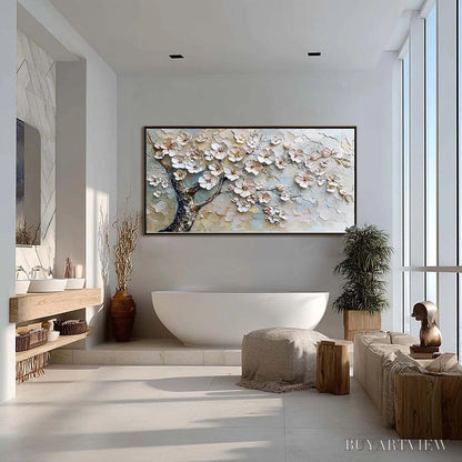 BUYARTVIEW Blossom Serenade – Textured Impasto Cherry Blossom Painting - image 5