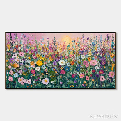 BUYARTVIEW Sunlit Wildflower – Impasto Colorful Floral Field Painting - image 1