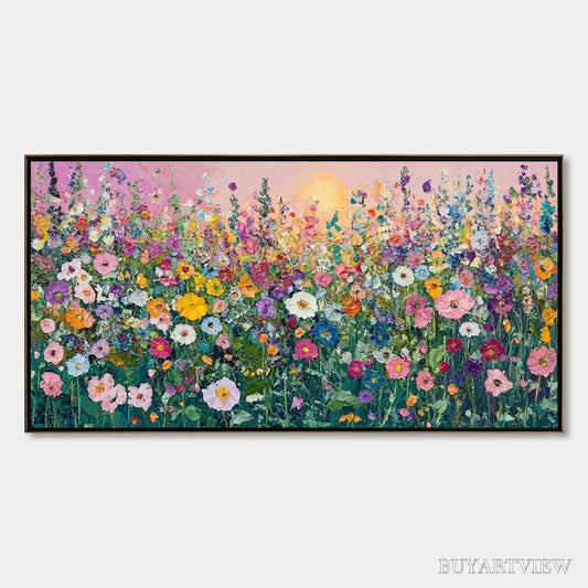 BUYARTVIEW Sunlit Wildflower – Impasto Colorful Floral Field Painting - image 1