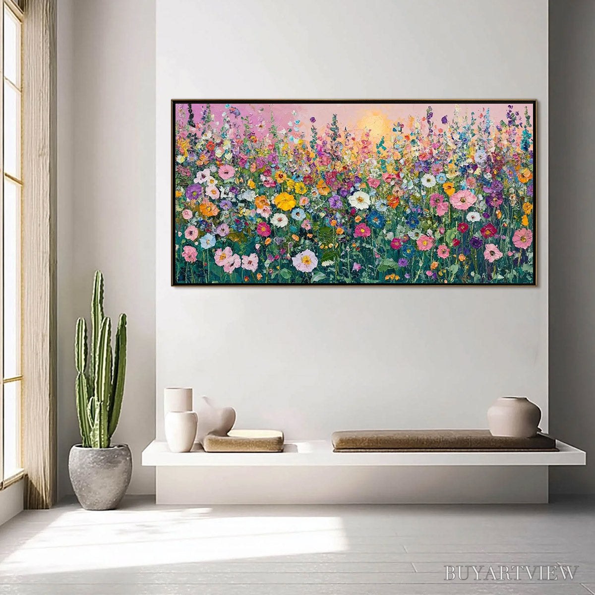 BUYARTVIEW Sunlit Wildflower – Impasto Colorful Floral Field Painting - image 2