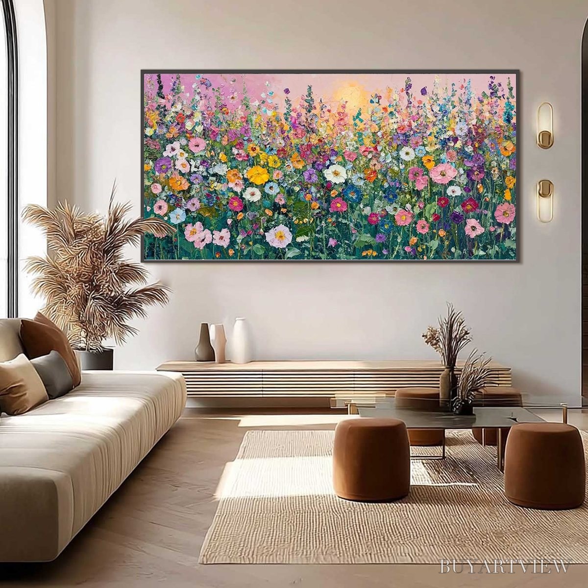 BUYARTVIEW Sunlit Wildflower – Impasto Colorful Floral Field Painting - image 3