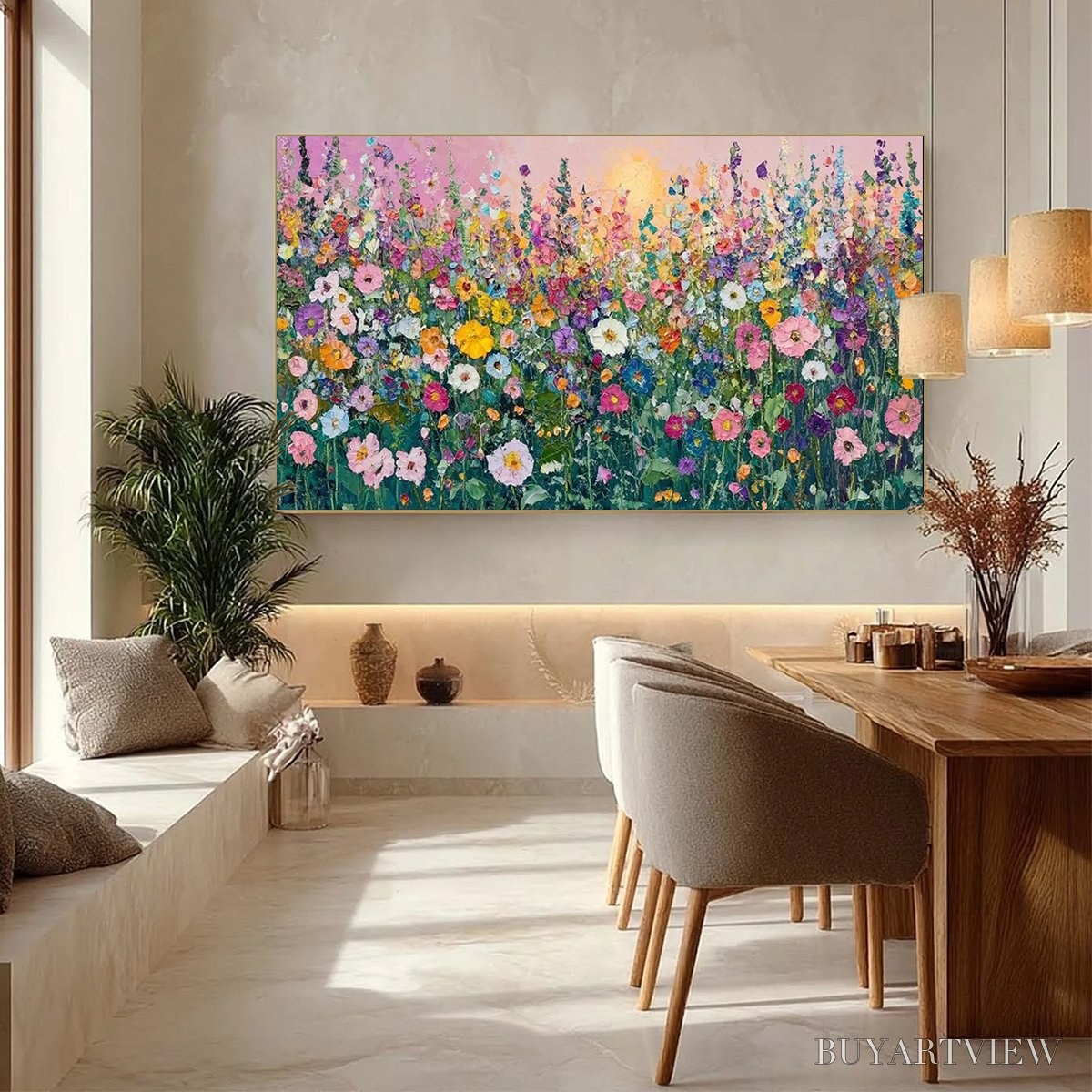 BUYARTVIEW Sunlit Wildflower – Impasto Colorful Floral Field Painting - image 4
