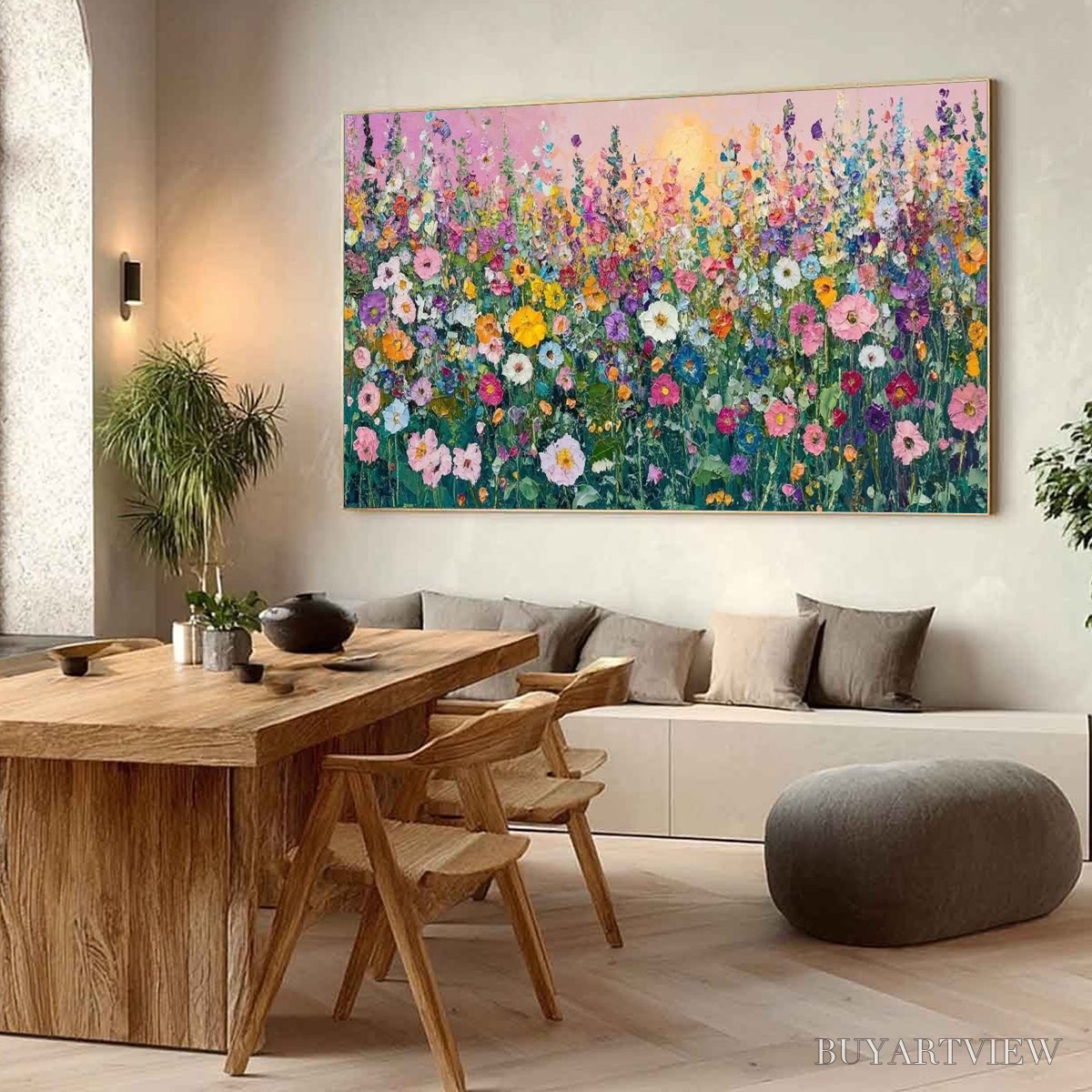 BUYARTVIEW Sunlit Wildflower – Impasto Colorful Floral Field Painting - image 5