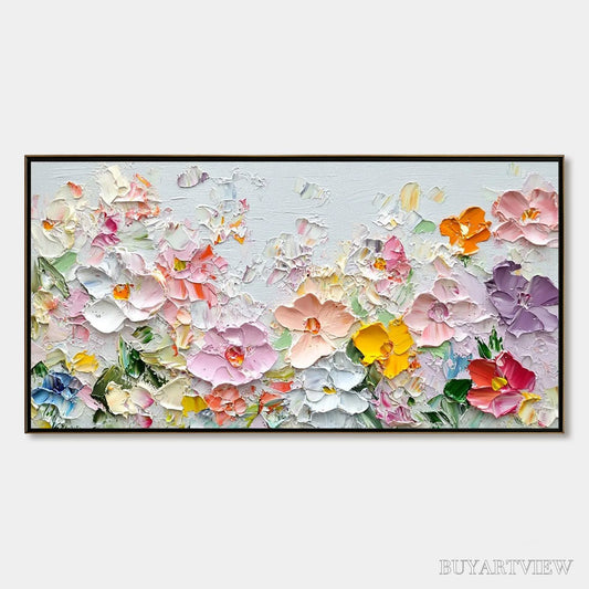 BUYARTVIEW Petal Rain – Textured Impasto Floral Painting - image 1