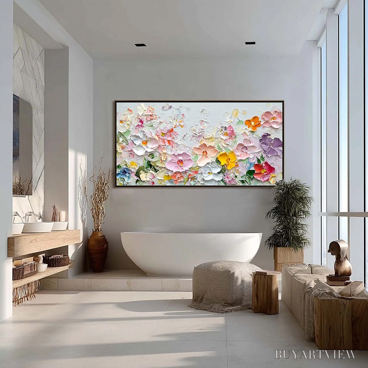 BUYARTVIEW Petal Rain – Textured Impasto Floral Painting - image 2