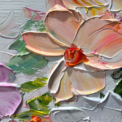 BUYARTVIEW Petal Rain – Textured Impasto Floral Painting - image 3