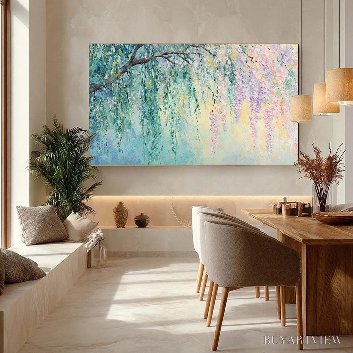 BUYARTVIEW Wisteria Whisper – Impressionist Pastel Floral Painting - image 3