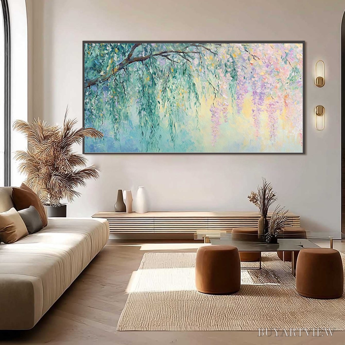 BUYARTVIEW Wisteria Whisper – Impressionist Pastel Floral Painting - image 4