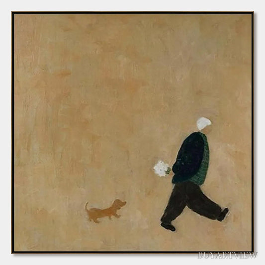 BUYARTVIEW Afternoon Stroll – Minimalist Figurative Oil Painting - image 1