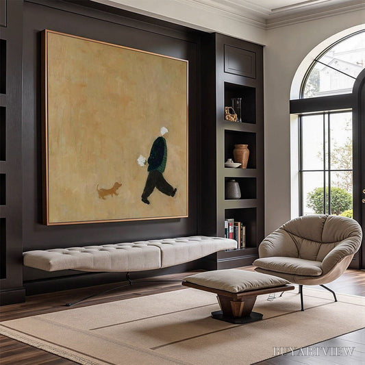 BUYARTVIEW Afternoon Stroll – Minimalist Figurative Oil Painting - image 2