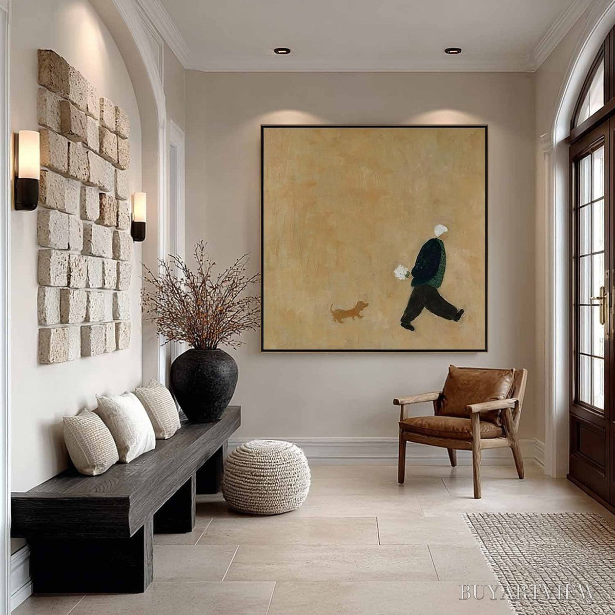 BUYARTVIEW Afternoon Stroll – Minimalist Figurative Oil Painting - image 5