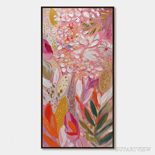 BUYARTVIEW Blushing Bloom – Textured Floral Impasto Oil Painting - image 1