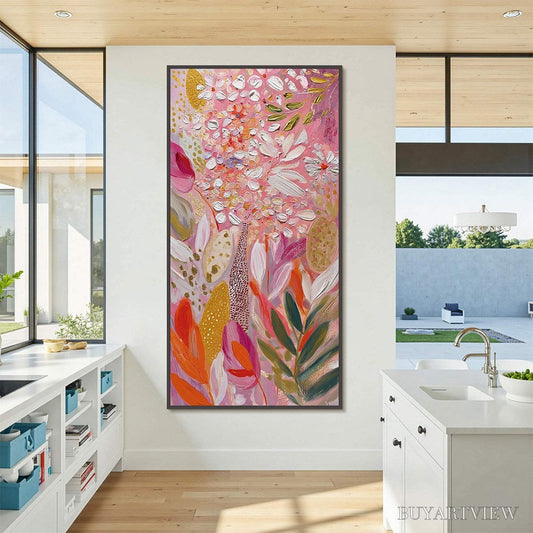 BUYARTVIEW Blushing Bloom – Textured Floral Impasto Oil Painting - image 2