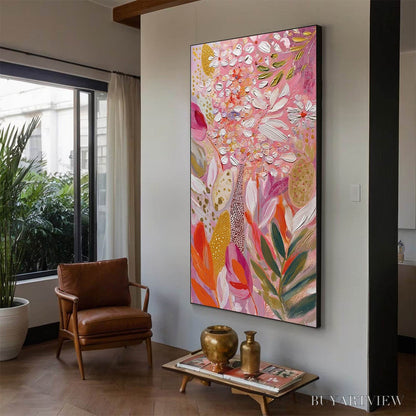 BUYARTVIEW Blushing Bloom – Textured Floral Impasto Oil Painting - image 3