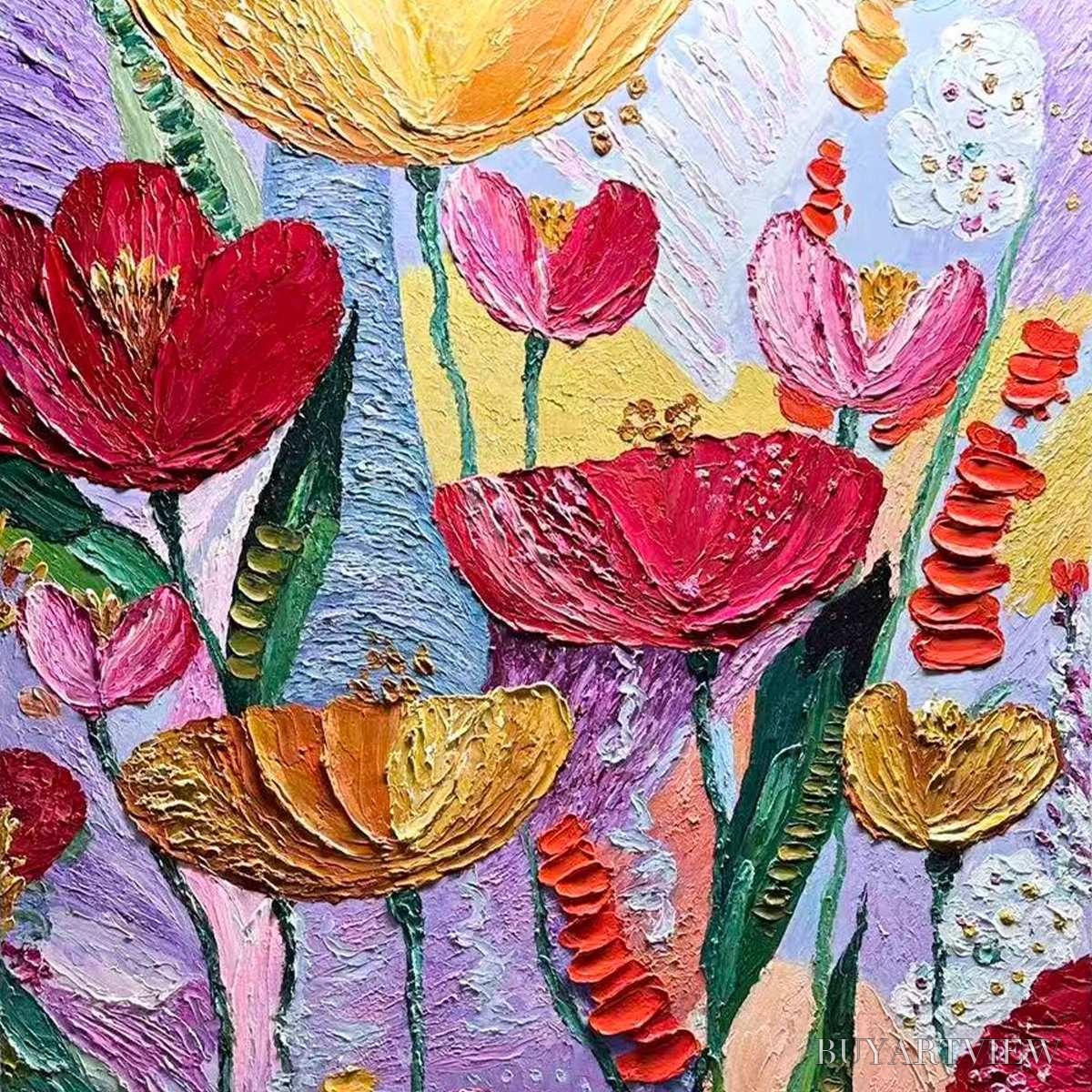 BUYARTVIEW Garden Melody – Textured Impasto Floral Oil Painting - image 3