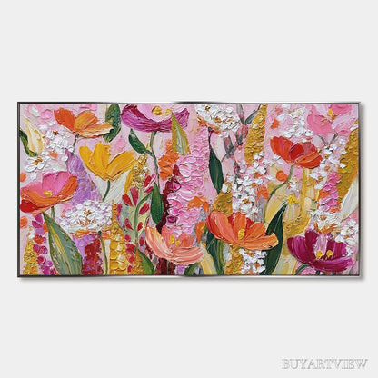 BUYARTVIEW Summer Garden Rhapsody – Textured Impasto Floral Oil Painting - image 1