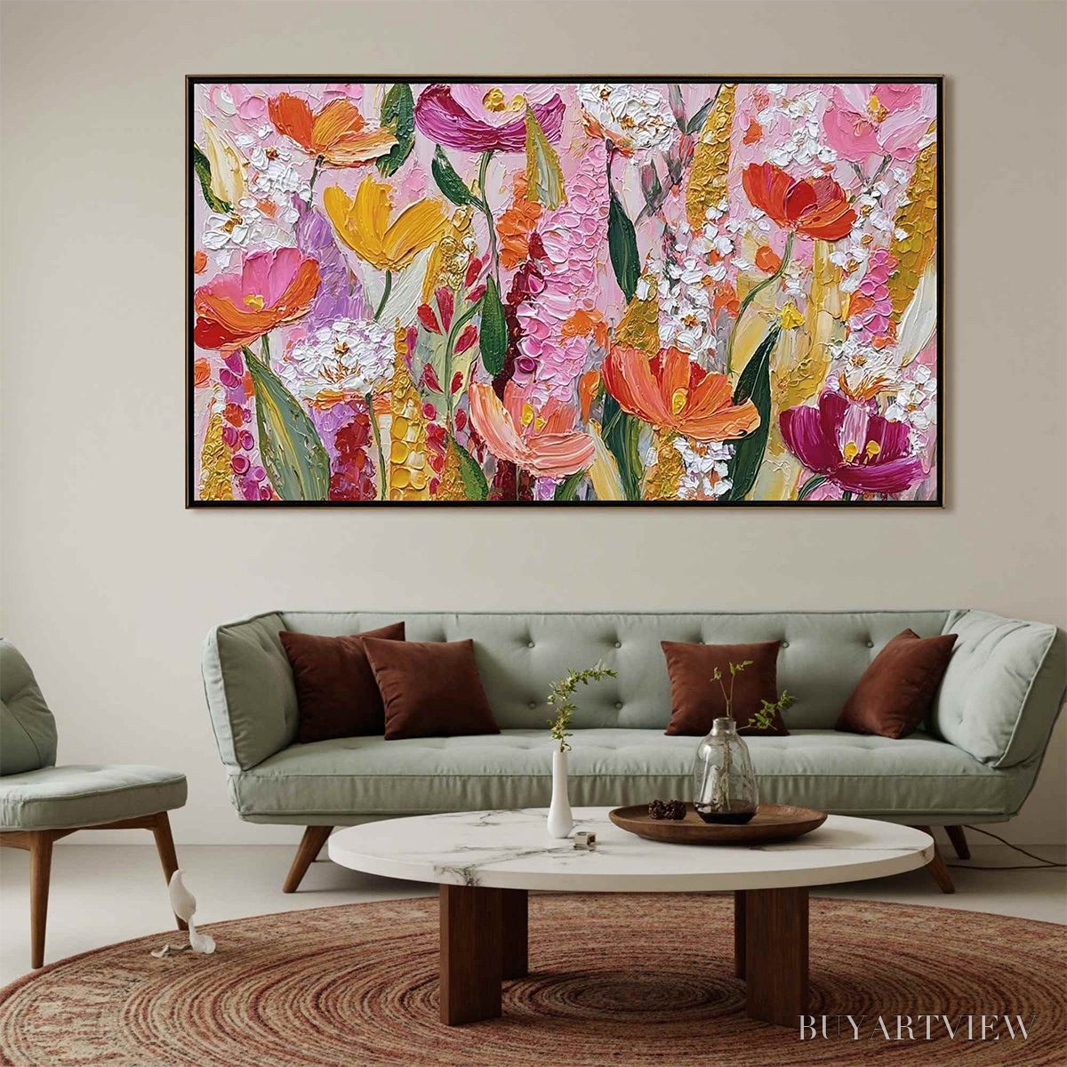 BUYARTVIEW Summer Garden Rhapsody – Textured Impasto Floral Oil Painting - image 2