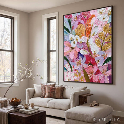 BUYARTVIEW Blooming Rhapsody – Textured Impasto Floral Oil Painting - image 3