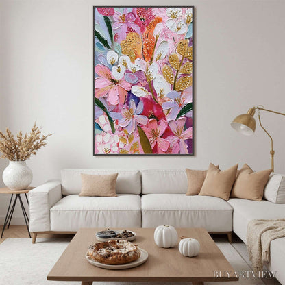 BUYARTVIEW Blooming Rhapsody – Textured Impasto Floral Oil Painting - image 4