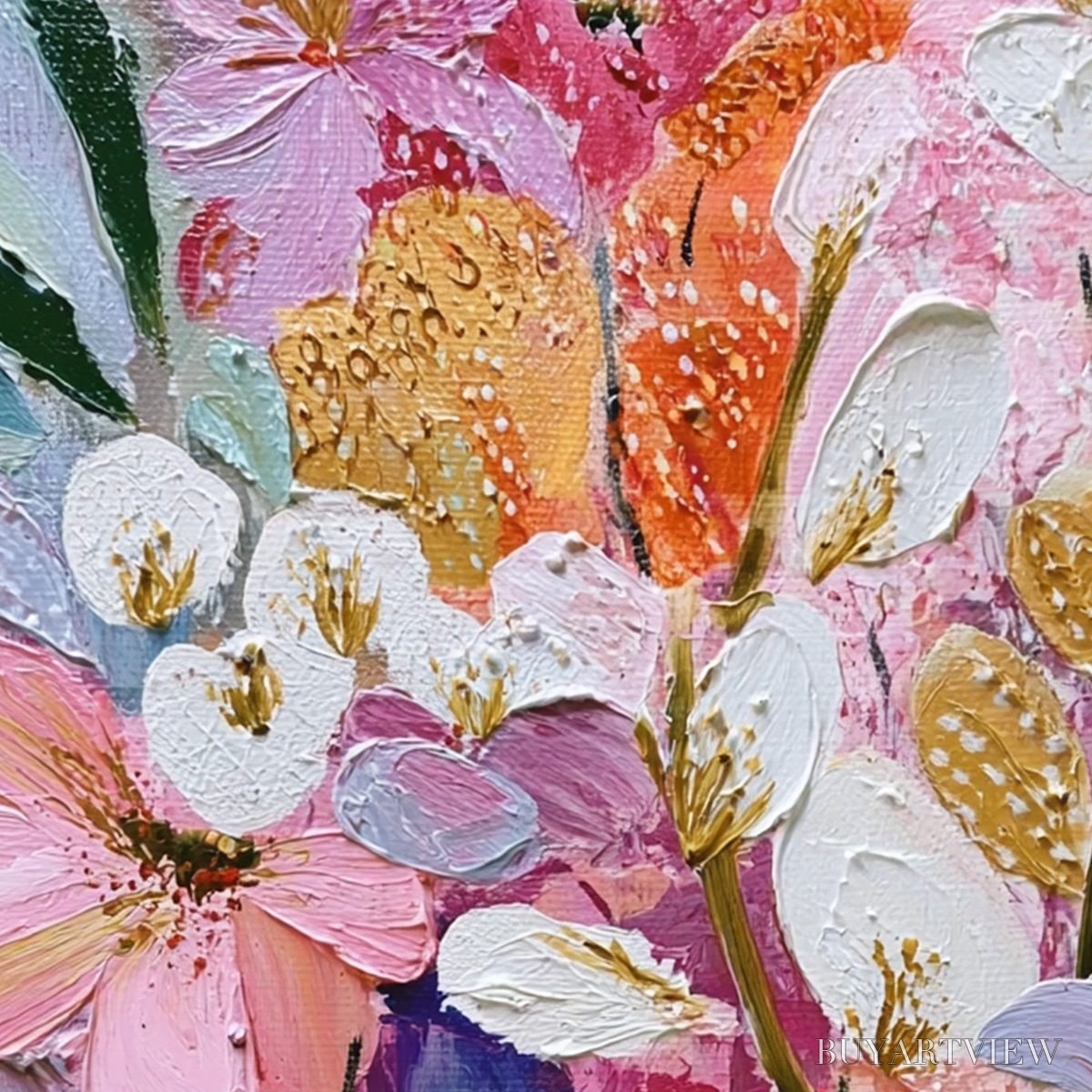 BUYARTVIEW Blooming Rhapsody – Textured Impasto Floral Oil Painting - image 6