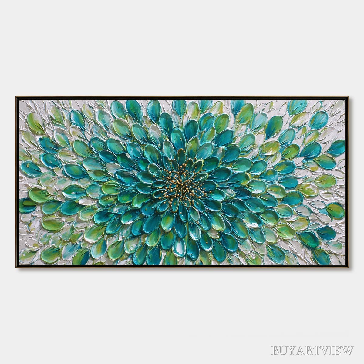 BUYARTVIEW Aqua Bloom – Textured Impasto Floral Oil Painting - image 1