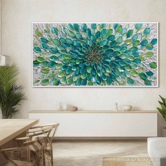 BUYARTVIEW Aqua Bloom – Textured Impasto Floral Oil Painting - image 2