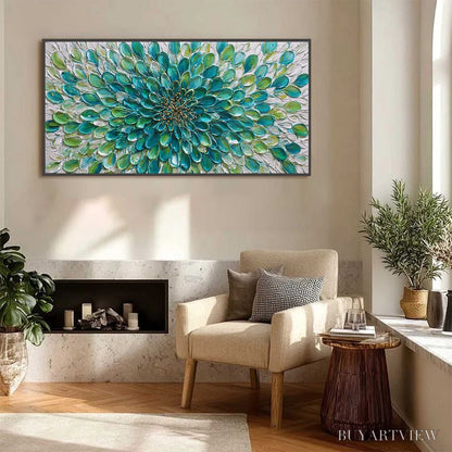 BUYARTVIEW Aqua Bloom – Textured Impasto Floral Oil Painting - image 5