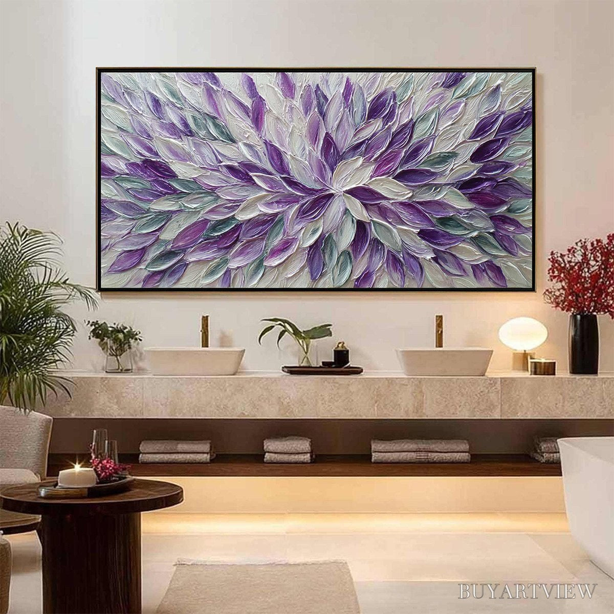 BUYARTVIEW Amethyst Bloom – Textured Impasto Floral Oil Painting - image 2