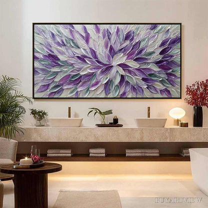 BUYARTVIEW Amethyst Bloom – Textured Impasto Floral Oil Painting - image 2