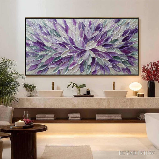 BUYARTVIEW Amethyst Bloom – Textured Impasto Floral Oil Painting - image 2