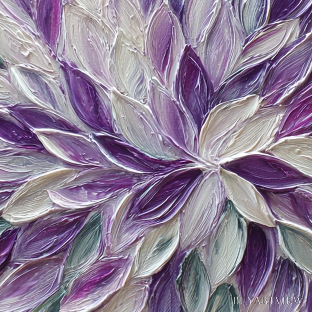 BUYARTVIEW Amethyst Bloom – Textured Impasto Floral Oil Painting - image 3