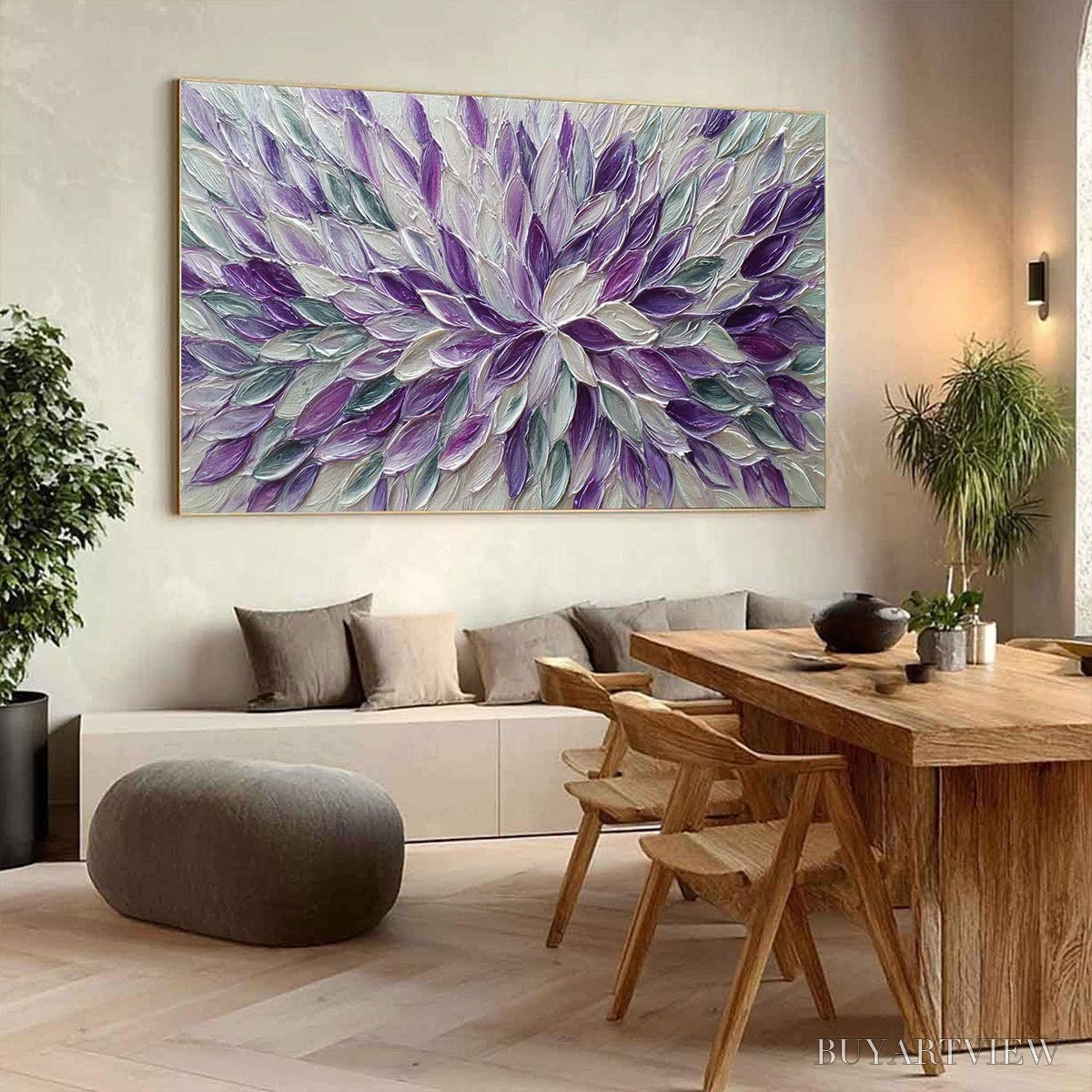BUYARTVIEW Amethyst Bloom – Textured Impasto Floral Oil Painting - image 4